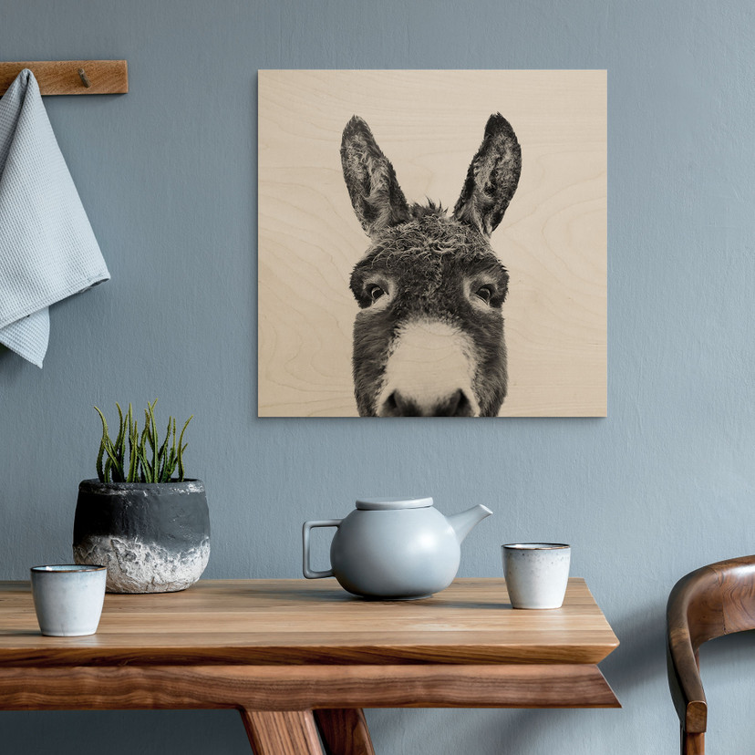 Plakat drewniany Osioł - Kwadrat - Sisi & Seb