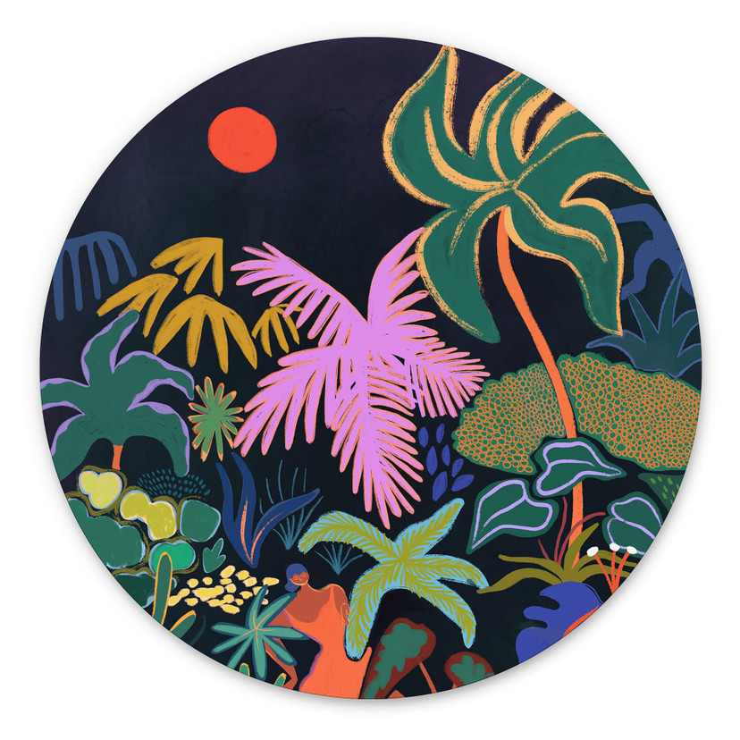Vægcirkel Arty Guava - Exotic Jungle – print på aluminium (Alu-Dibond)
