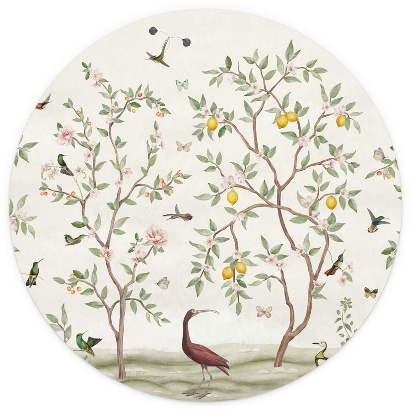 Sir Edward - Lemon Tree Chinoiserie - Fototapeta okrągła - tapeta flizelinowa/tapeta flizelinowa sam