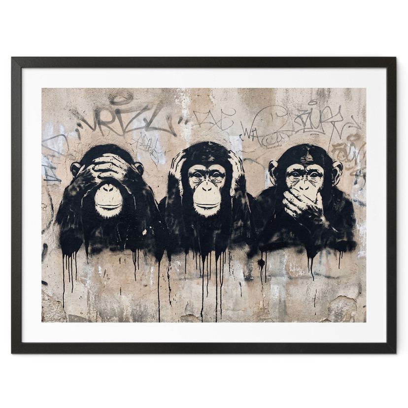 Poster Drie Apen Streetart Graffiti - Magnusson