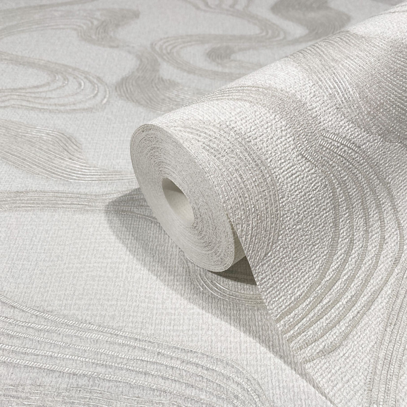 grafisk tapet, non-woven tapet Kumano hvid