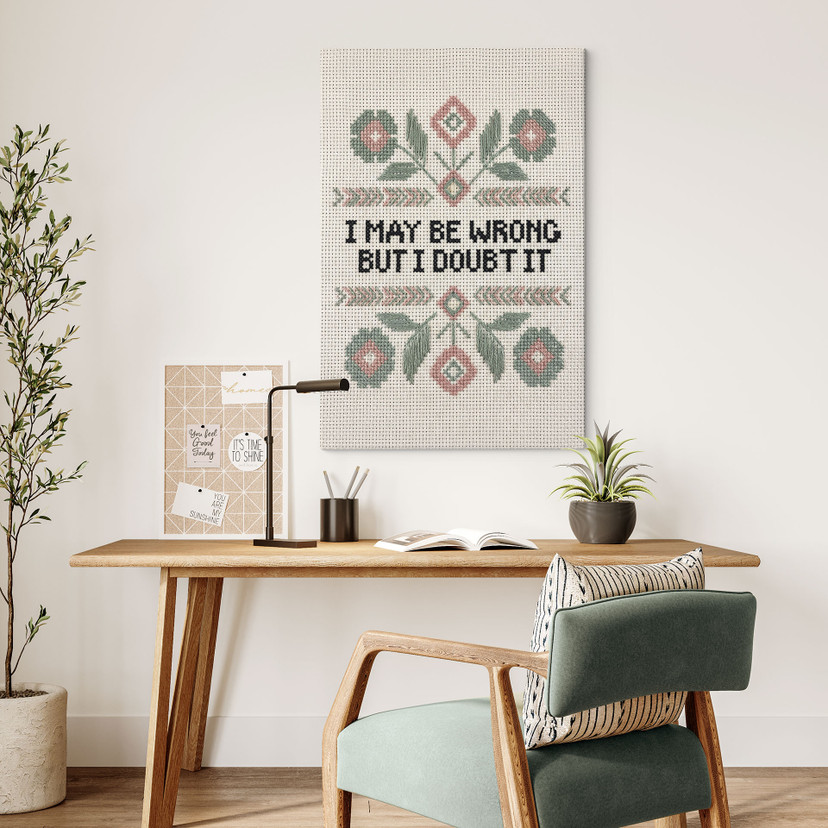 Canvas schilderij I may be wrong met Bloemen Borduurpatroon - Magnusson