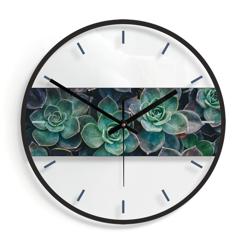 Horloge murale en verre - Succulentes