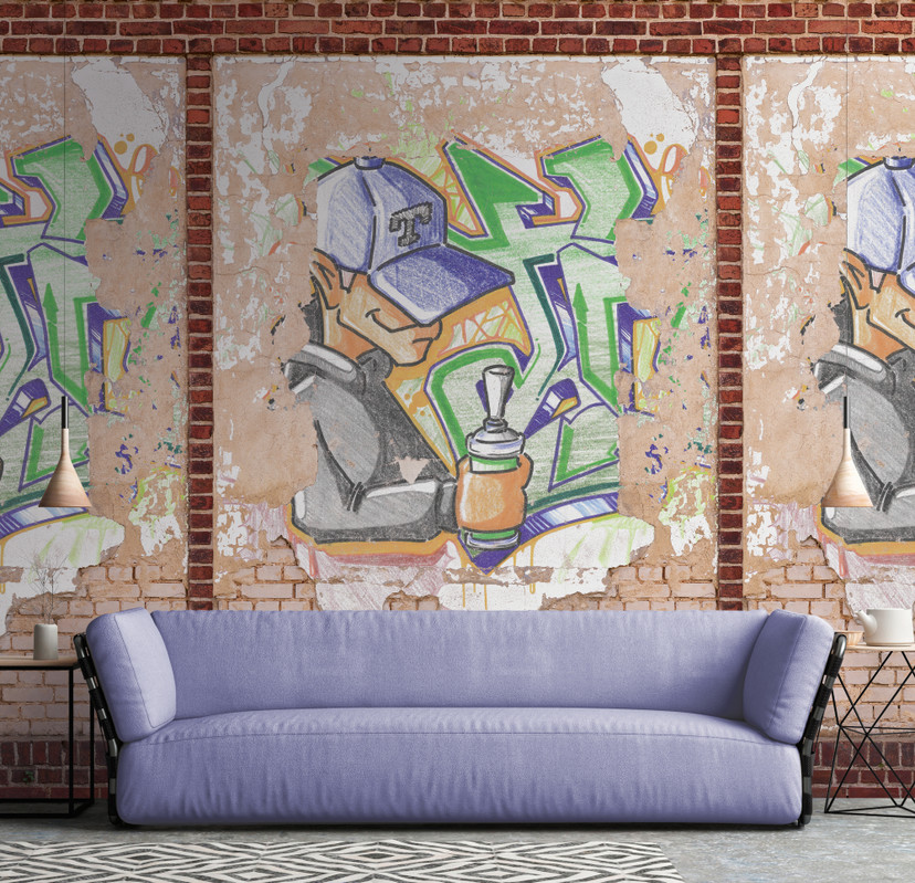 Papier peint Graffiti marron beige - Papier peint intissé Industrial Livingwalls - mat et lisse