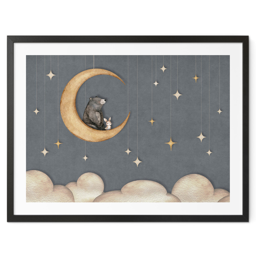 Poster Lièvre et Ours sur la Lune - Oliver Robins
