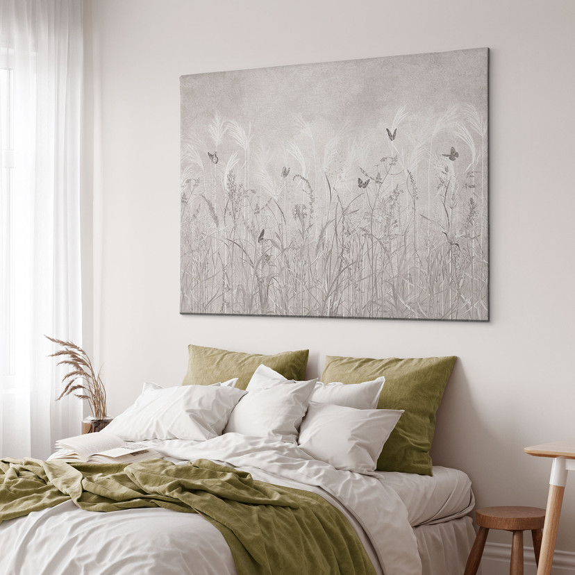 Canvas schilderij wilde bloemenweide met vlinders in Scandinavisch design - Ms Tiff