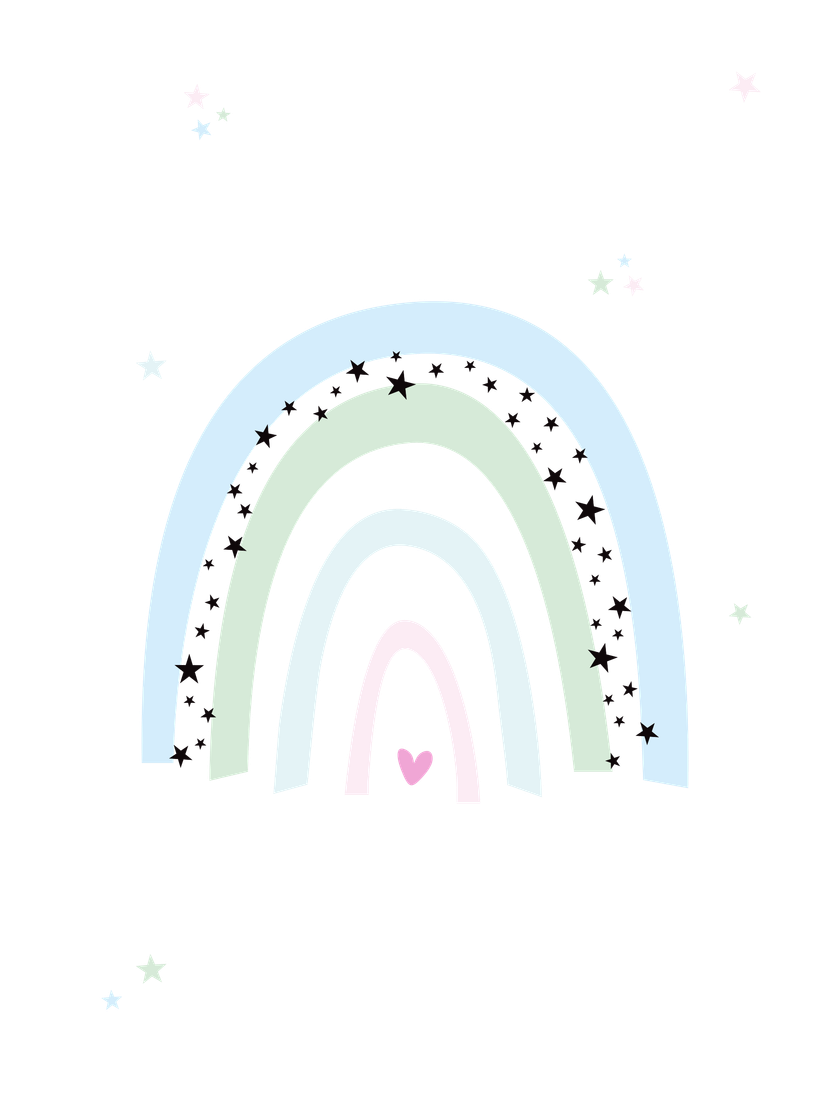 Poster Arc-en-ciel - Bleu + Texte à personnaliser