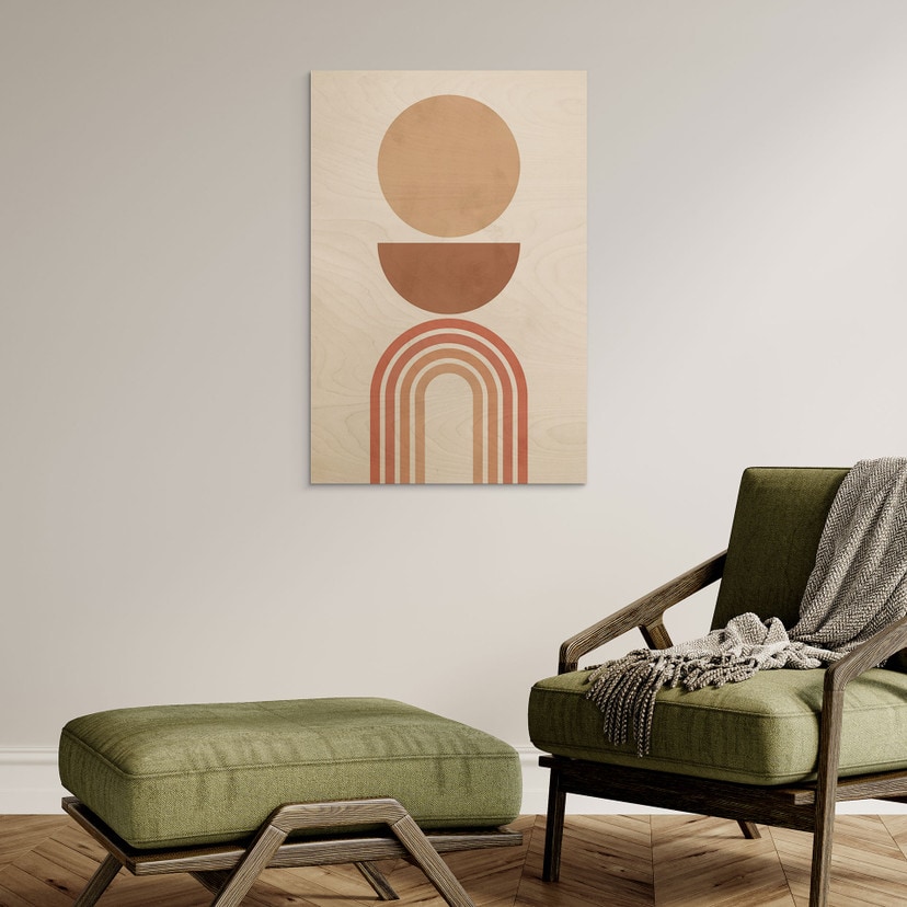 Plakat drewniany Abstrakcyjna równowaga - Retro łuki i okręgi - Costa