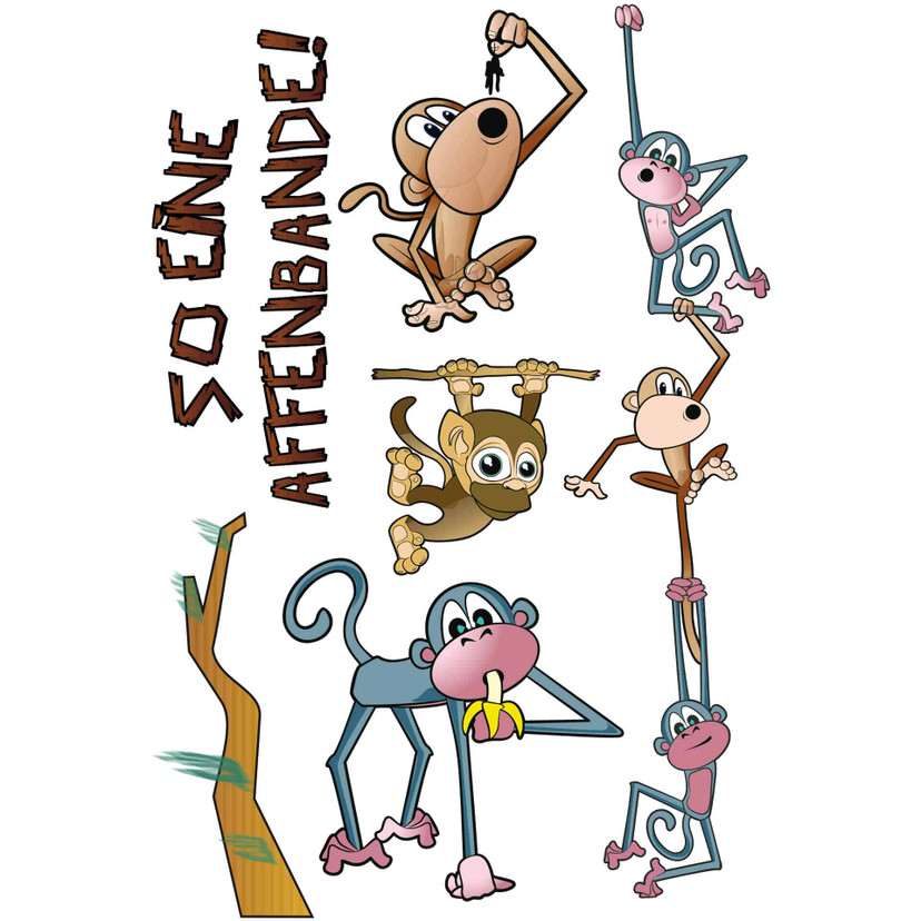 Sticker mural - Bande de singes