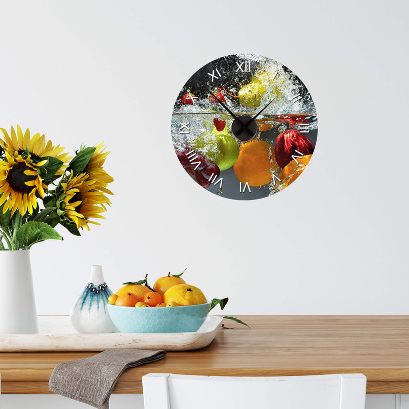 Muursticker met Klok - Verfrissend Fruit