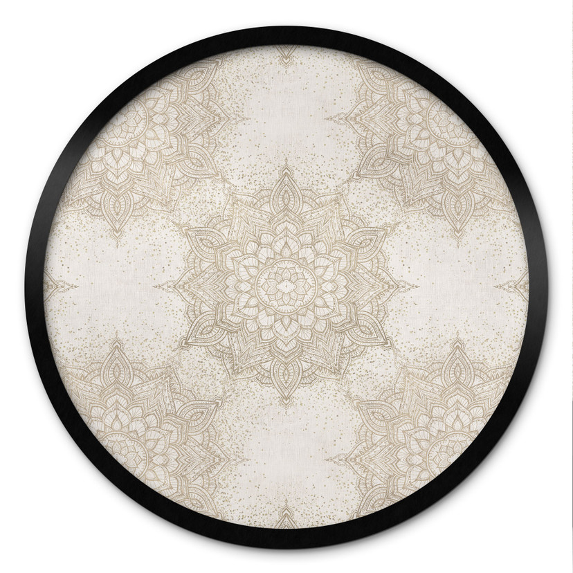 Elegante mandala Poster in zandgoud - Bloemdecor - Rond