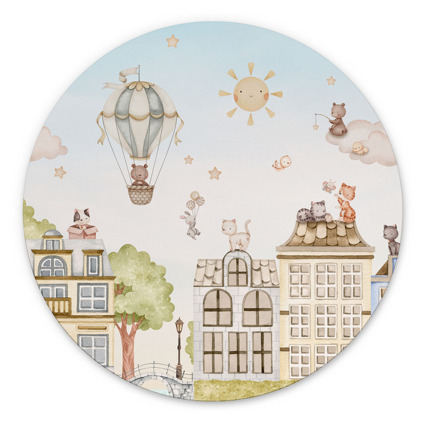 Tableau Chats sur les Toits - Oliver Robins - Alu-Dibond - Rond