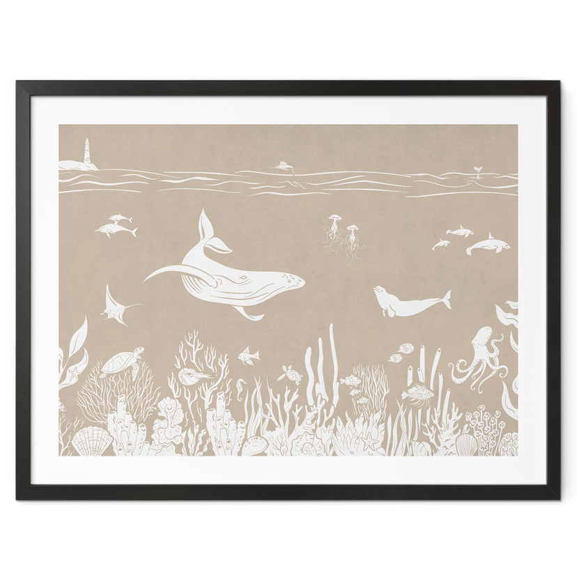 Fascinerende zeedieren in de oceaan Poster - Bruin - Kikki Belle