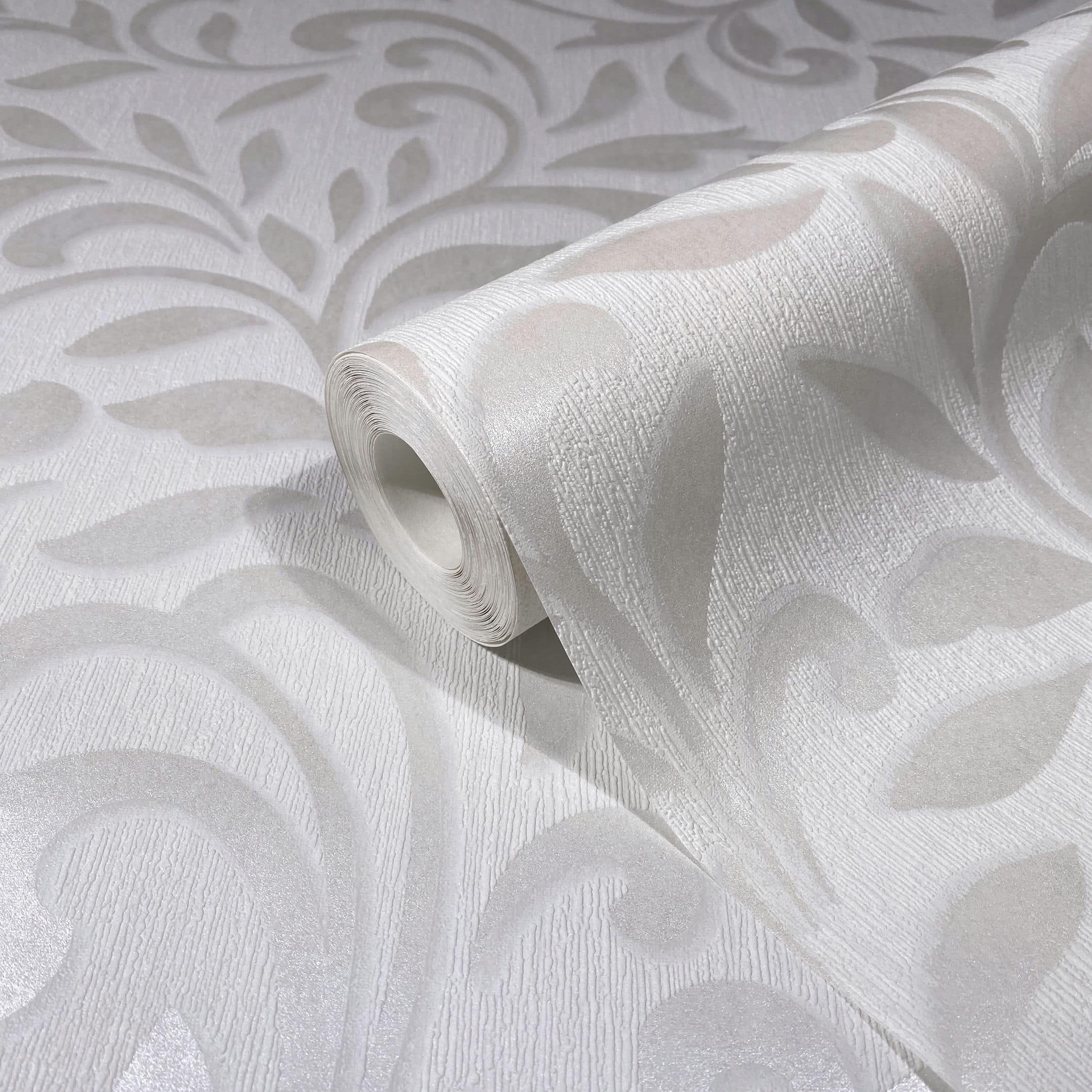 Papier Peint Design Moderne Brillant – Paysage De Cratère, Argent Et Gris Clair Nacré, Luxe Et élégant, Marque Abcliving