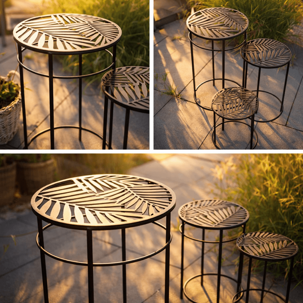 Blumentreppe Beistelltisch Gartendeko Rund 3er-Set